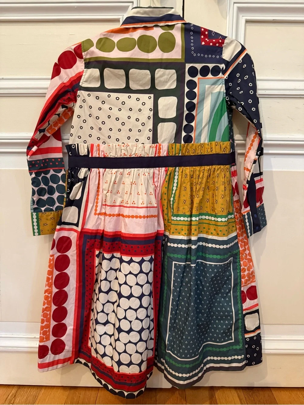 TIA CIBANI Girls' Multicolor Patchwork Shirt Dress sz 7/8